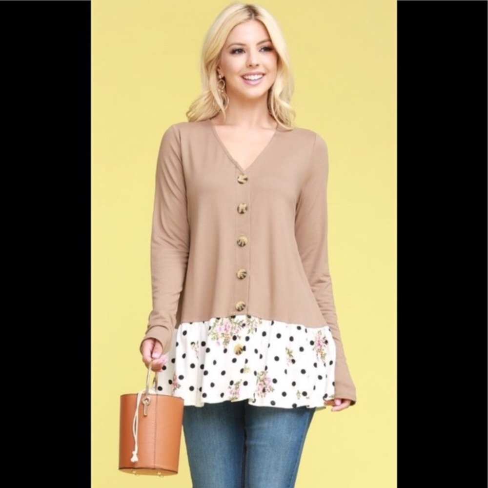 Polka Dot/Floral Ruffle Top